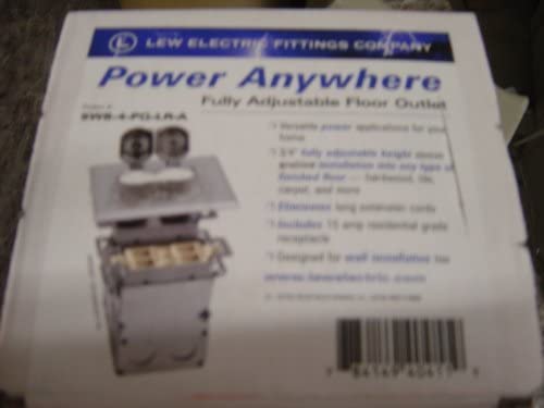 Lew Electric SWB-4-PQ-LR-A Floor Box, Flip Lid Quad Box w/Duplex Receptacle & 4 Communications/Data Ports - Aluminum