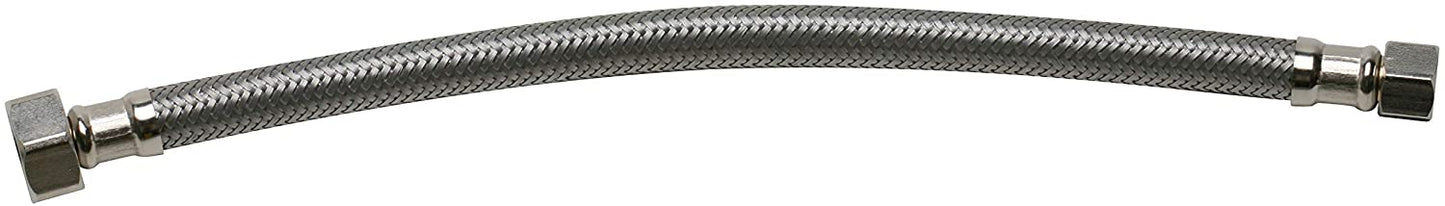 Fluidmaster B1F12 Faucet Connector, Braided Stainless Steel - 3/8 Female Compression Thread x 1/2 I.P. Female Straight Thread, 12-Inch Length